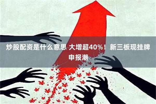 炒股配资是什么意思 大增超40%！新三板现挂牌申报潮