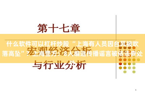 什么软件可以杠杆炒股 “上海有人员因台风被吹落高坠”？上海警方：8人编造传播谣言被依法查处