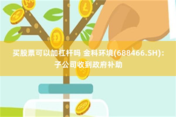 买股票可以加杠杆吗 金科环境(688466.SH)：子公司收到政府补助