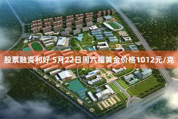 股票融资利好 5月22日周六福黄金价格1012元/克