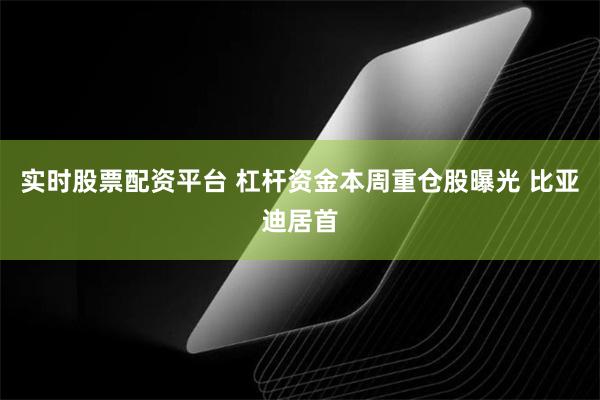 实时股票配资平台 杠杆资金本周重仓股曝光 比亚迪居首