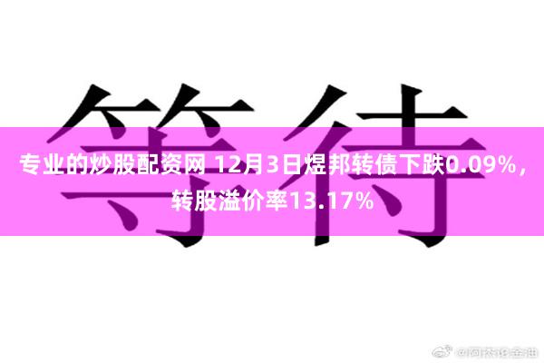 专业的炒股配资网 12月3日煜邦转债下跌0.09%,转股溢价率13.17%